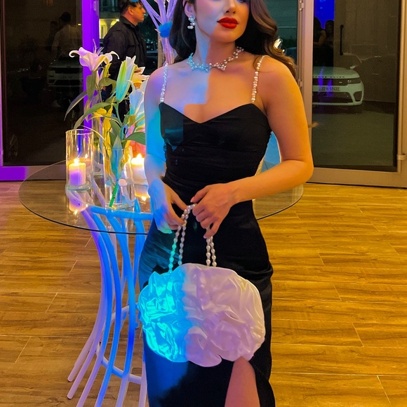 Zara SATIN EFFECT DRESS WITH PEARL EFFECT STRAPS - Picture 1 of 6